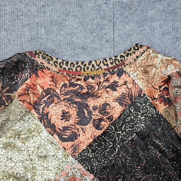 Johnny Was Dress Womens XL Mabel Multi Silk Boho Patchwork Tiered Peasant Fall - Picture 8 of 12